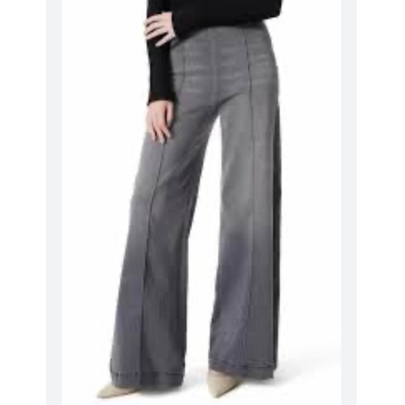 DO by Dee Ocleppo Anna High Rise Wide Leg Pants Gray Pull On Pin Tuck Women’s M - Picture 2 of 16